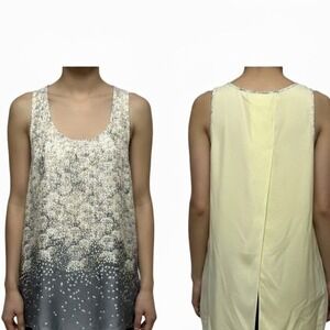 Simply‎ Vera Vera Wang Blouse Womens Sleeveless Gray Yellow Petal Fold Back S
